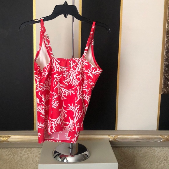 Merona coral print coral and white tankini top M - Picture 8 of 8